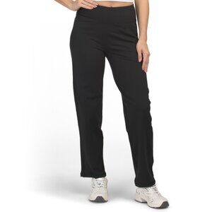 90 DEGREE BY REFLEX Black Interlock Greenwich Straight Leg Pants